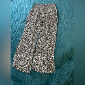 Floral Black and White Women's Pants